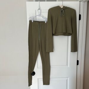 Camila Coelho Olive Ribbed Knit Women's Set